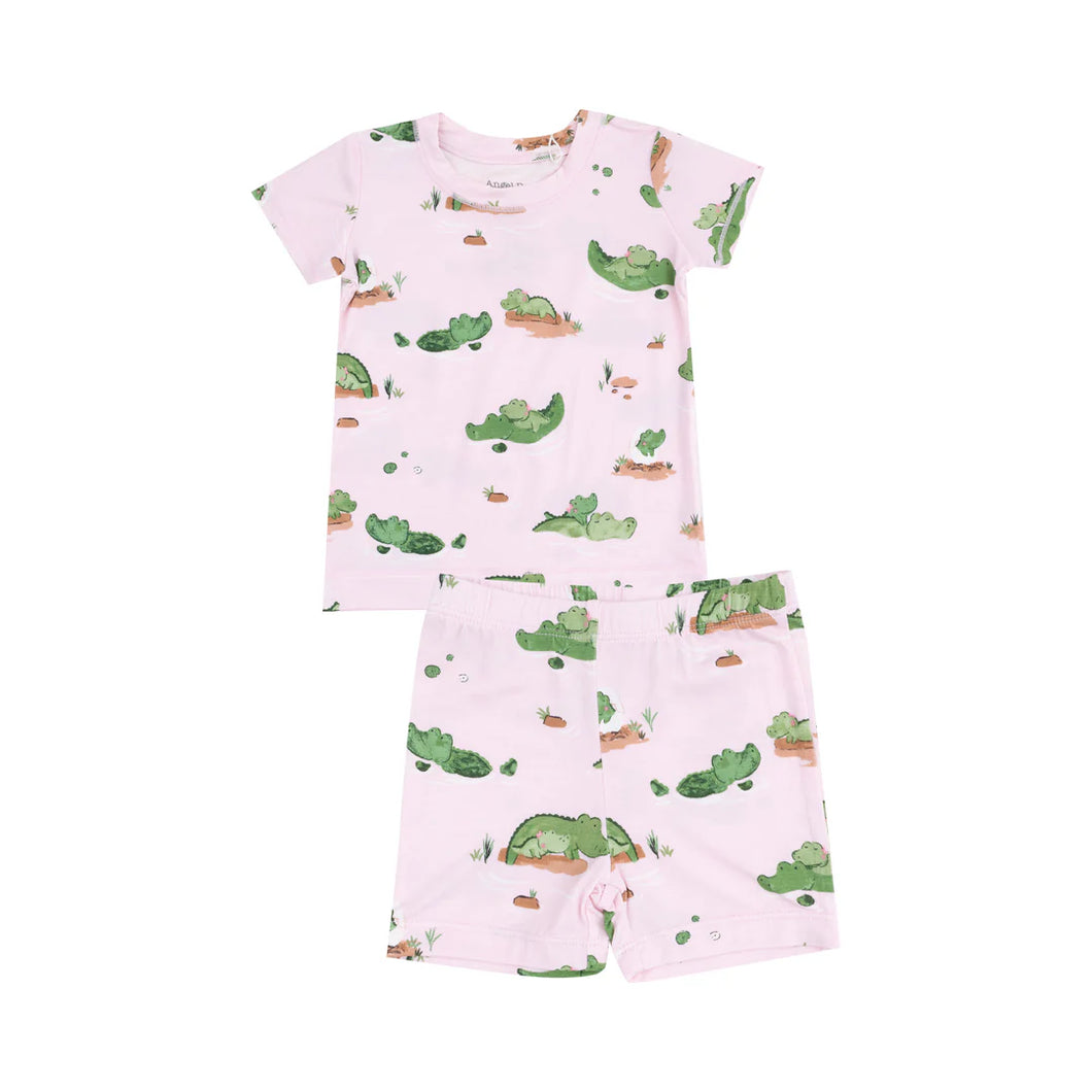 Pink Alligator Loungewear Short Set by Angel Dear