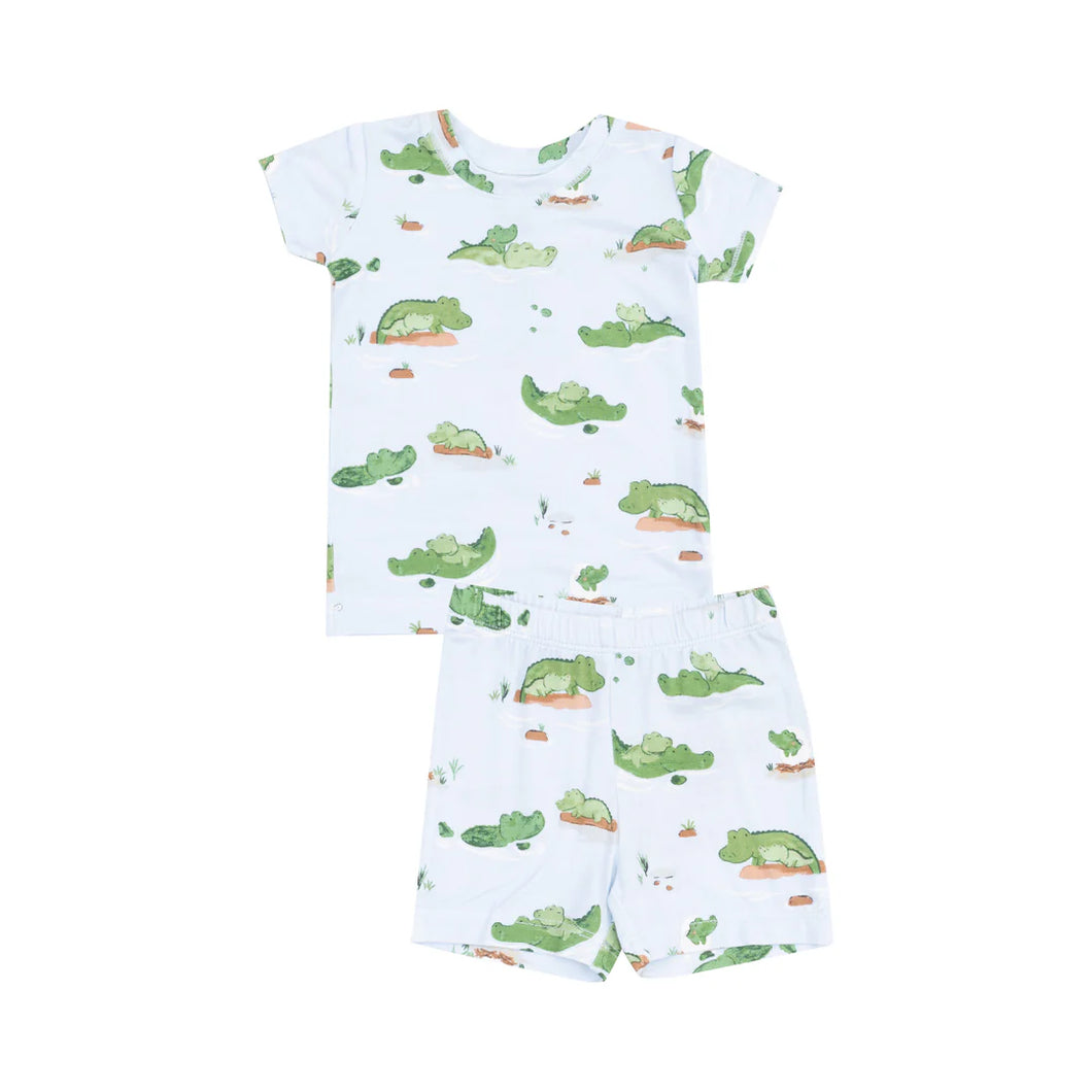 Blue Alligator Loungewear Short Set by Angel Dear
