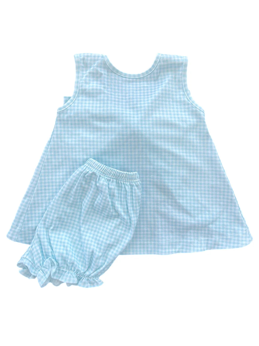 Blue Gingham Lottie Knit Bloomer/Banded Short Set by James & Lottie