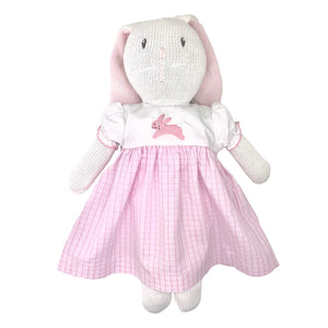 Hand Knit Bunny Doll with Bunny Dress