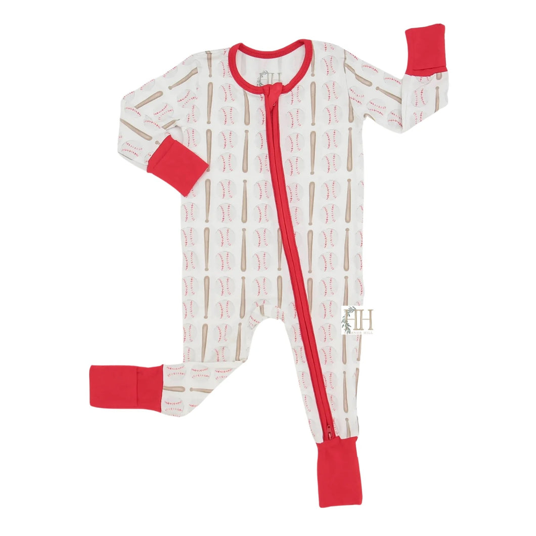 Boys Batter Up Double Zipper Romper by Hamner Hill
