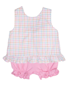 Spring Plaid Tie Bloomer Set by Three Sisters