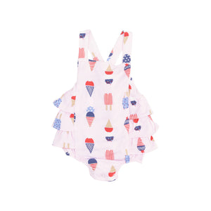 Pink American IceCream Ruffle Sunsuit by Angel Dear