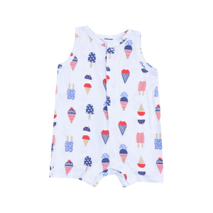 Blue American IceCream Sleeveless Romper by Angel Dear