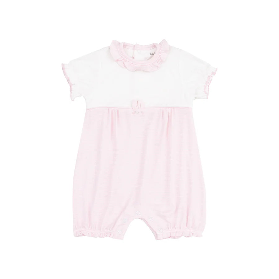 Stripe Classic Pink Tiny Bunny Ruffle Romper by Angel Dear