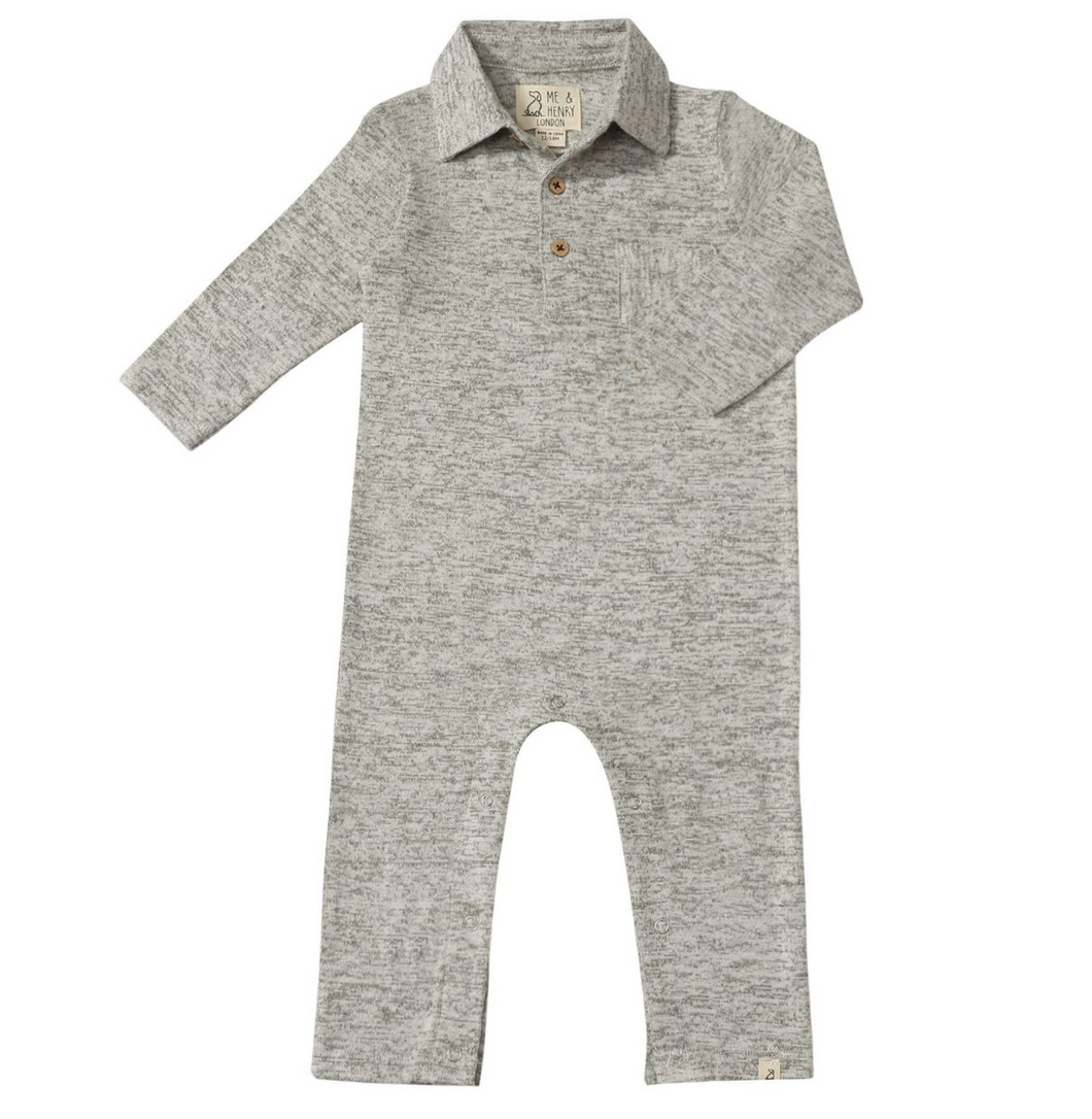 Heathered Green Kingston Polo Romper by Me&Henry
