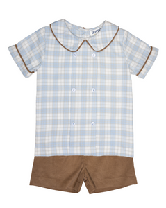 Blue/Plaid Boys Shorts Set