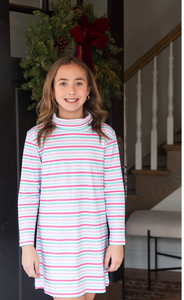 Teagan Turtleneck Stripe Knit Dress by James and Lottie