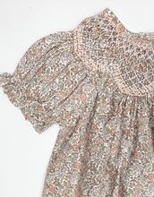 Load image into Gallery viewer, Sabrina Peachy Pink Floral Print Smocked Dress by Sweet Dreams
