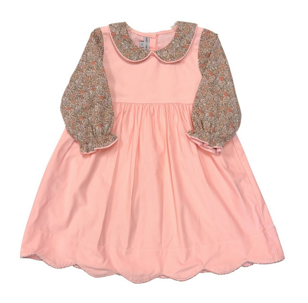 Pink Corduroy Floral Print Dress by Sweet Dreams