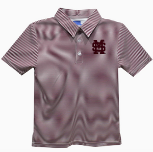 Mississippi State Bulldogs Embroidered Stripes Polo Shirt