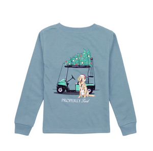 Boys Santa's Caddy LS Steel Blue by Properly Tied