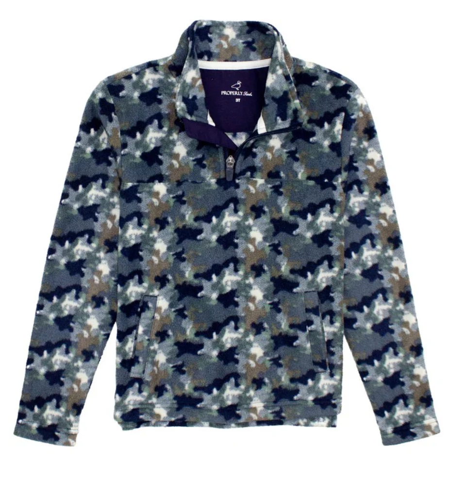 Boys Sportsman Microfeelce Pullover Delta Backwater Camo by Properly Tied