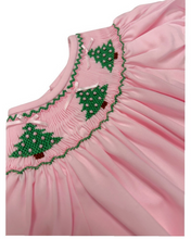 Load image into Gallery viewer, Christmas Tree Smocked Pink Bubble by Sweet Dreams
