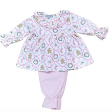 Load image into Gallery viewer, Christmas Bow Trellis Print Pants Set by Sweet Dreams
