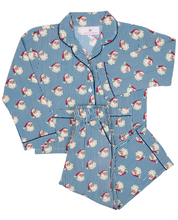 Load image into Gallery viewer, Navy Striped Vintage Santa Pj Set by Smockingbird
