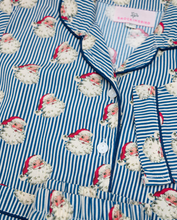 Load image into Gallery viewer, Navy Striped Vintage Santa Pj Set by Smockingbird
