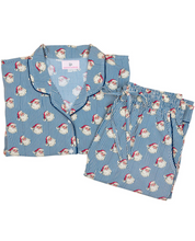 Load image into Gallery viewer, Navy Striped Vintage Santa Pj Set by Smockingbird
