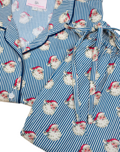 Load image into Gallery viewer, Navy Striped Vintage Santa Pj Set by Smockingbird
