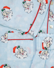 Load image into Gallery viewer, Blue Vintage Santa Pj Set by Smockingbird
