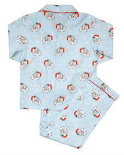 Load image into Gallery viewer, Blue Vintage Santa Pj Set by Smockingbird
