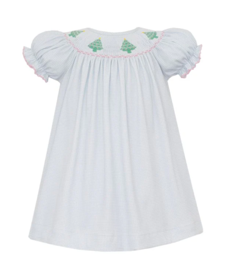 Blue Check Christmas Tree Bishop by Petit Bebe