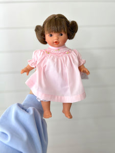 Rosalina 10" Brunette Doll with Pink Smocked Dress