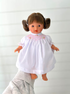 Rosalina 10" Brunette Doll with White Smocked Dress