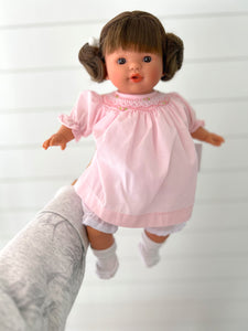 Rosalina 15" Brunette Doll with Pink Smocked Dress