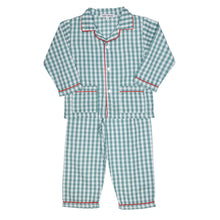 Load image into Gallery viewer, Green Plaid w/Red Trim Pjs by Sweet Dreams
