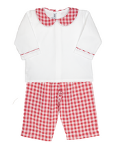 Load image into Gallery viewer, White/Red Plaid Boy Pants Set by Sweet Dreams
