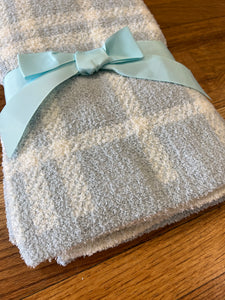 Baby Blue Plaid Barefoot Dreams Blanket Dupe