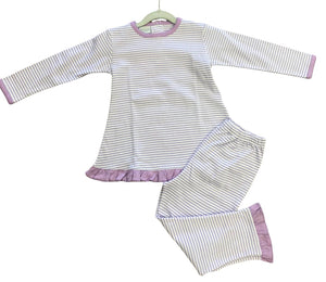 Purple Striped Ruffle Set by Squiggles