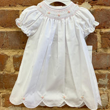 Load image into Gallery viewer, Smocked White Scalloped Dress
