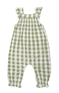 Sage Smocked Bamboo Overalls by Angel Dear