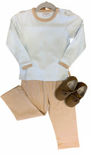 Load image into Gallery viewer, Solid Blue + Tan Pant Set by Squiggles
