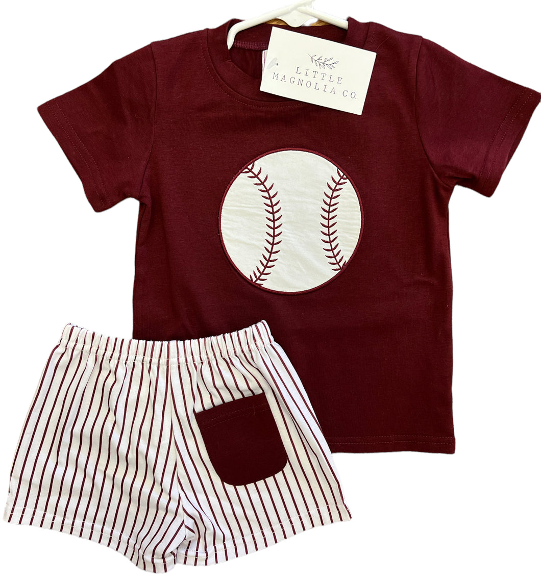 Maroon Boy’s Baseball Short Set