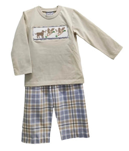 Smocked Duck Hunt Pant Set by Three Sisters
