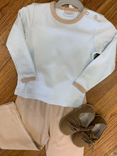 Load image into Gallery viewer, Solid Blue + Tan Pant Set by Squiggles
