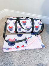 Load image into Gallery viewer, Watercolor MINNIE + MICKEY Travel Totes
