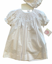 Load image into Gallery viewer, White Smocked Dress with Bonnet
