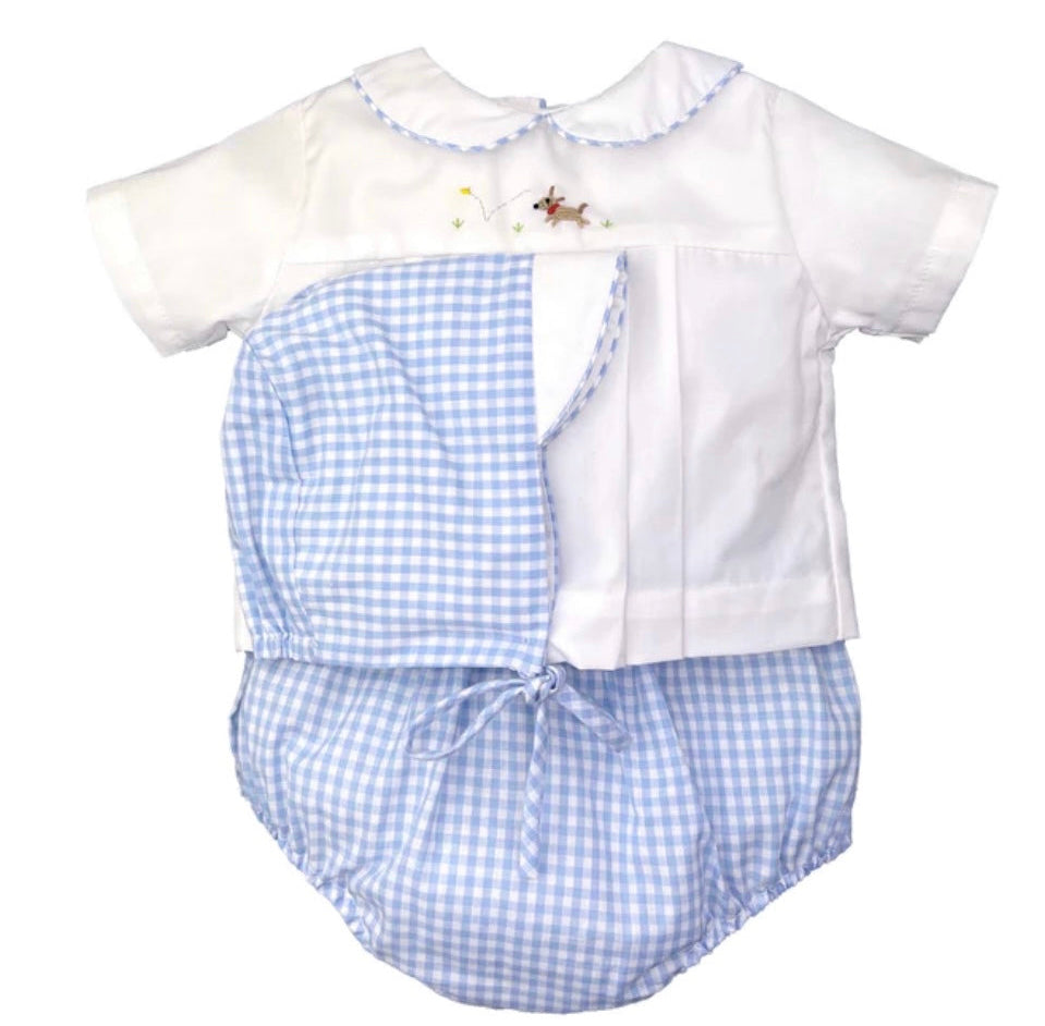 Dog Embroidered Bloomer Set by Petit Ami