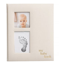 Load image into Gallery viewer, Ivory Linen Baby Book with Ink Pad
