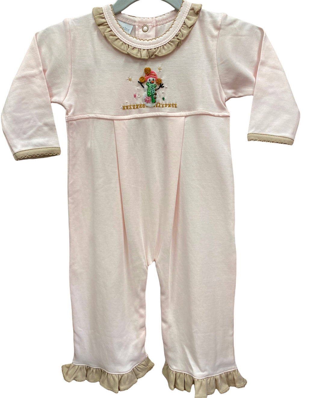 Light Pink Snowman Romper by Squiggles