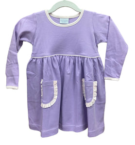 Purple with Pink Trim Pocket Dress by Squiggles