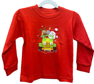 Traveling Santa & Reindeer LS Shirt by Squiggles