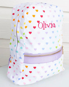 Tiny Hearts Medium Seersucker Backpack