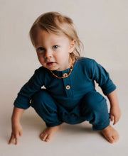 Load image into Gallery viewer, Navy Ribbed Pocket Romper
