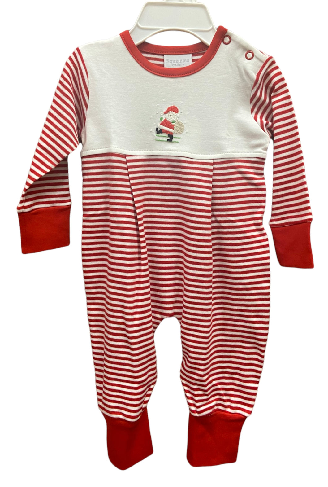 Red Striped Santa Romper by Squiggles