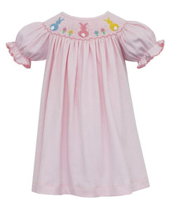 Smocked Pink Knit Bunny Dress by Petit BeBe